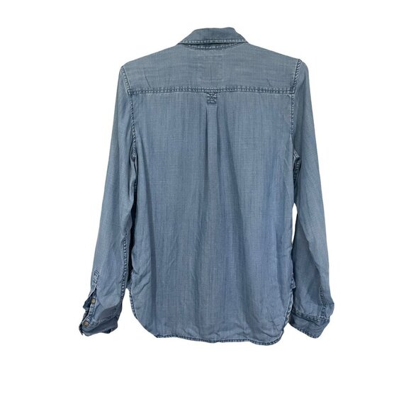 American Eagle Outfitters Top Button Front Blue Denim Mens Size Small - Picture 5 of 5